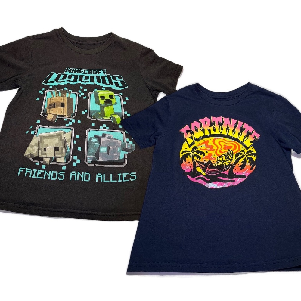Fortnite Tee + Minecraft Legends Graphic Tee | Boys 10/12 | Bundle